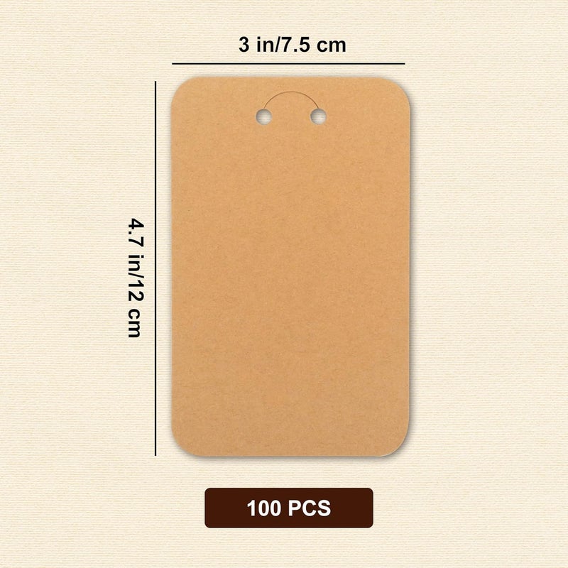 Temlum 100 قطعة بطاقات عرض سلسلة المفاتيح مع أكياس ذاتية الإغلاق، 3'' × 4.7'' حامل بطاقات سلسلة المفاتيح لعرض بطاقات المفاتيح مستلزمات تغليف المجوهرات (بني) - Image 2